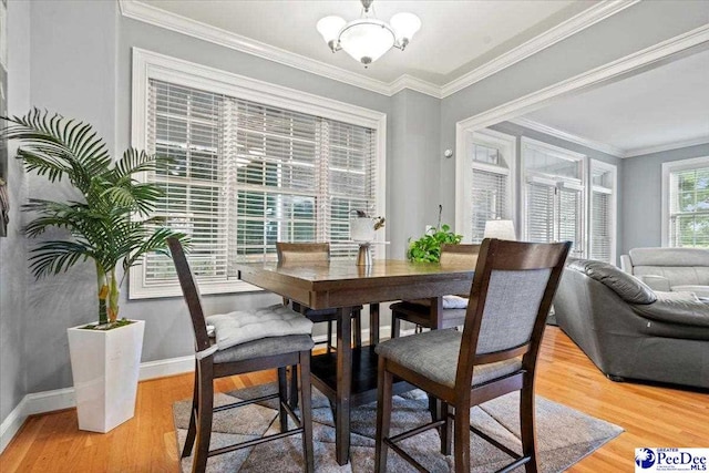dining room featuring crown molding and wood-type flooring