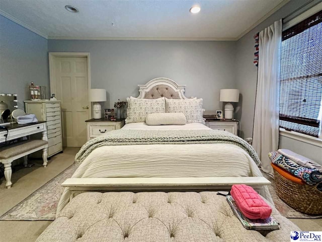 1217 Hillside Dr, Dillon, SC 29536 - bedroom with crown molding, multiple windows, carpet flooring, and recessed lighting