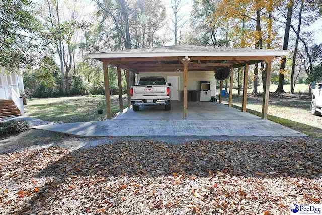 view of parking featuring a carport