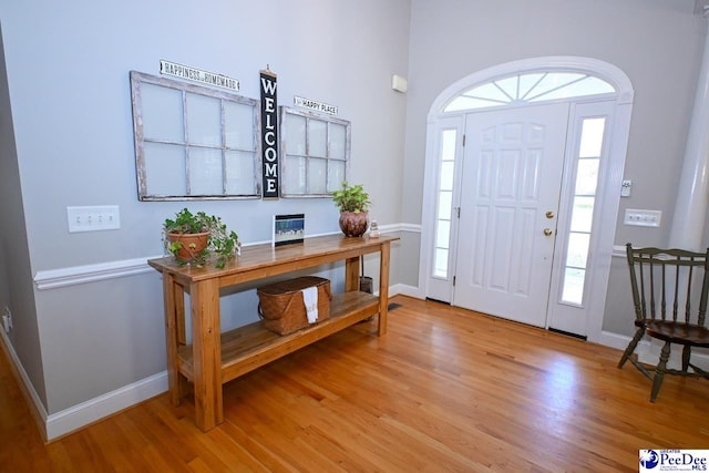 entrance foyer with light hardwood / wood-style flooring