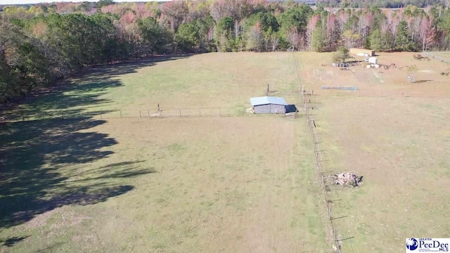 bird's eye view with a rural view