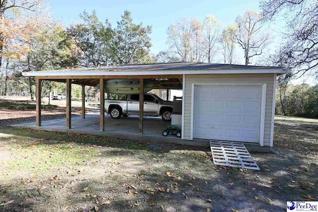 garage with a carport