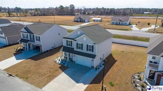 aerial view with a residential view