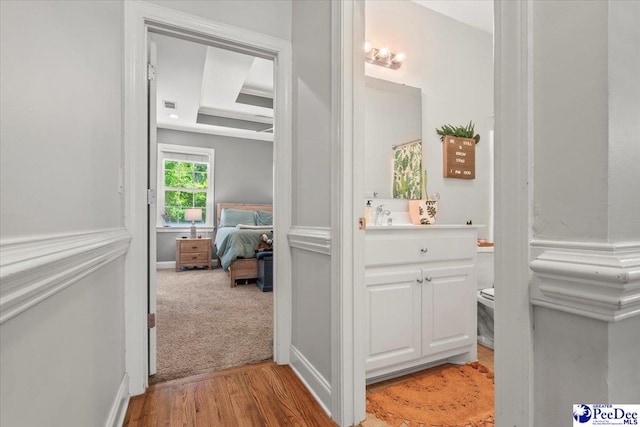 1850 Wax Myrtle Dr, Florence, SC 29501 - bathroom with vanity and wood finished floors