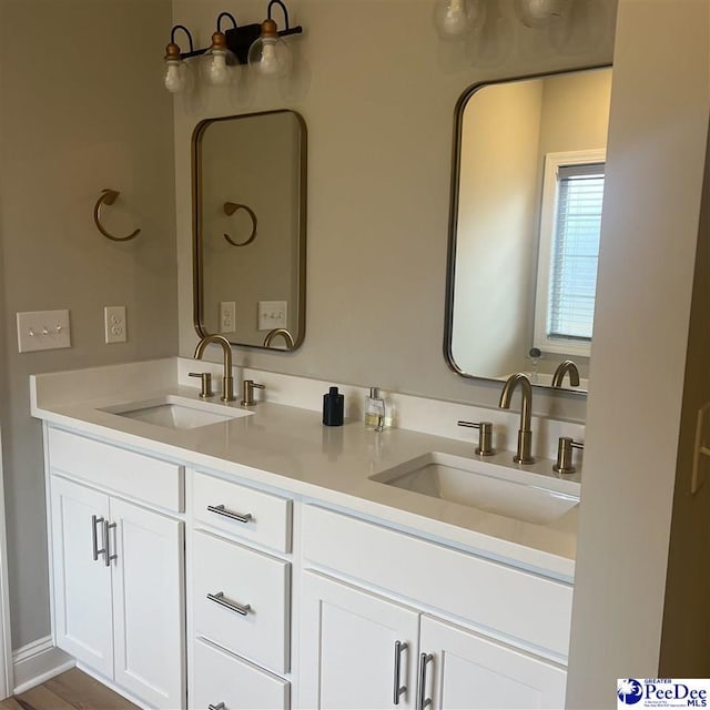 bathroom featuring a sink and double vanity