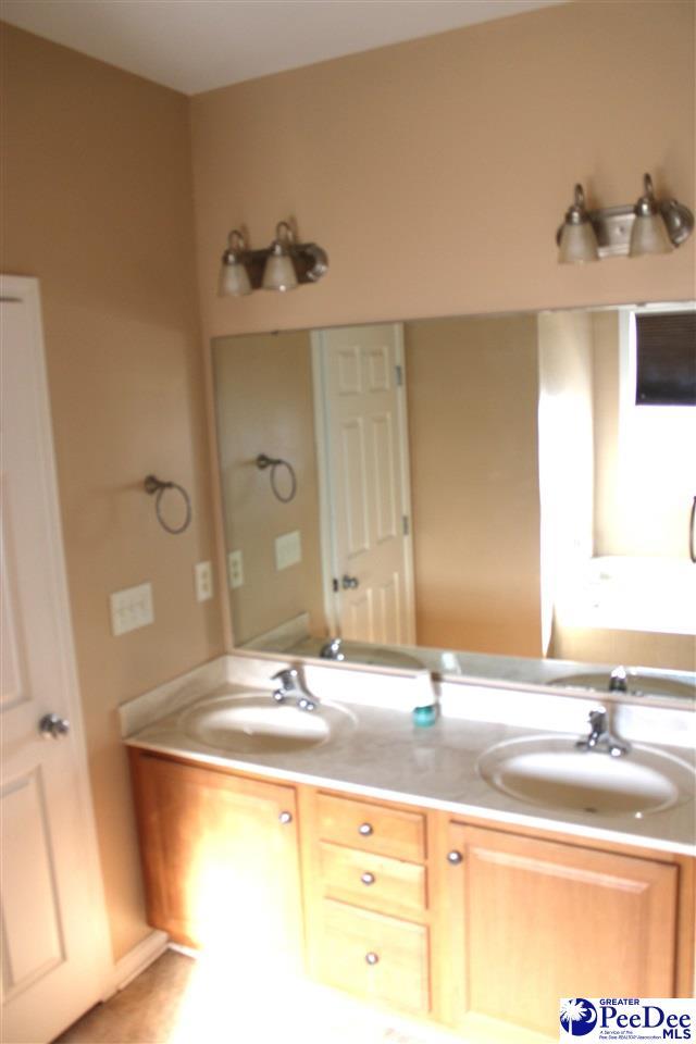 full bathroom featuring double vanity and a sink