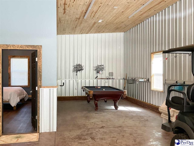 recreation room with concrete floors and pool table