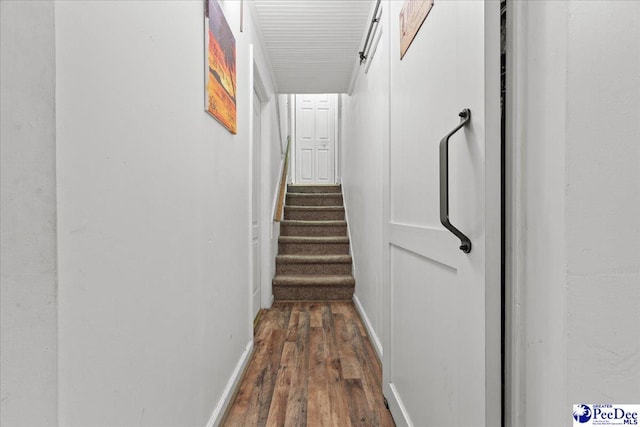 304 Wells St, Darlington, SC 29532 - hallway featuring wood finished floors, baseboards, and stairs