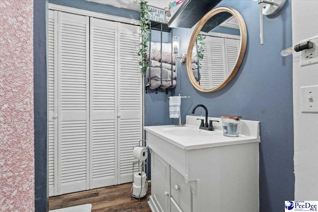 304 Wells St, Darlington, SC 29532 - bathroom with wood finished floors, vanity, and a closet