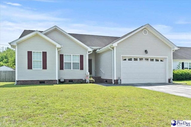 657 Red Tip Cir, Florence, SC 29501 - ranch-style house featuring crawl space, an attached garage, and driveway