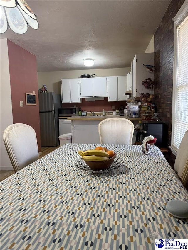 dining room featuring a textured ceiling