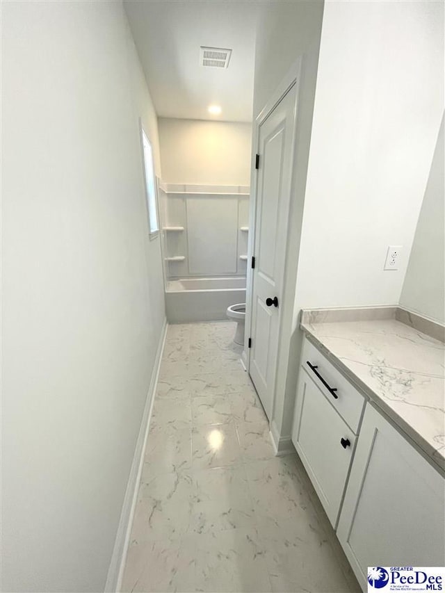 51 Boyd Ln, Cheraw, SC 25920 - full bath featuring baseboards, marble finish floors, vanity, and toilet