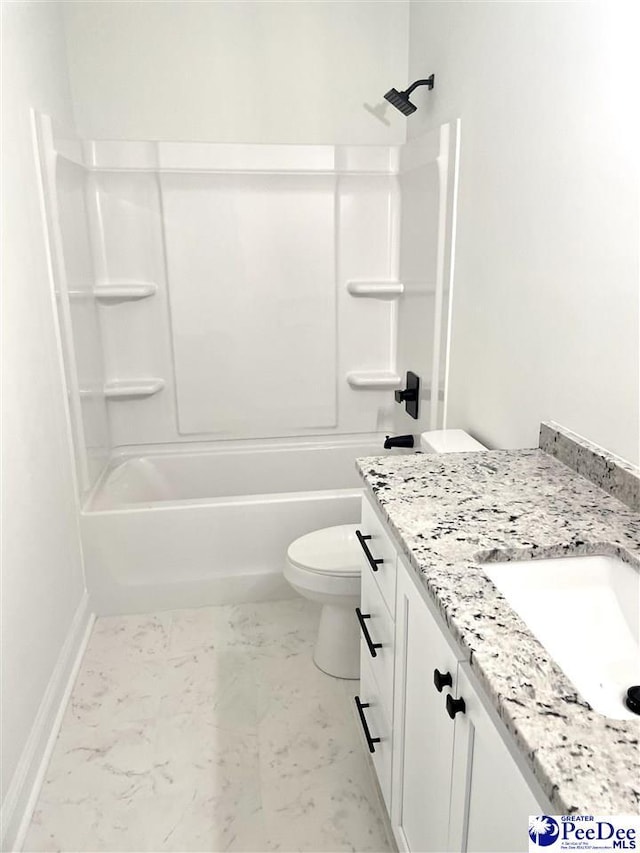51 Boyd Ln, Cheraw, SC 25920 - full bathroom with vanity, marble look tiles, toilet, and shower / bath combination