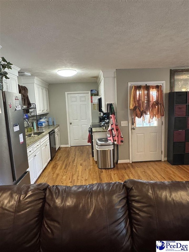 1124 N 4th Ave, Dillon, SC 29536 - living room with light wood-style floors and a textured ceiling