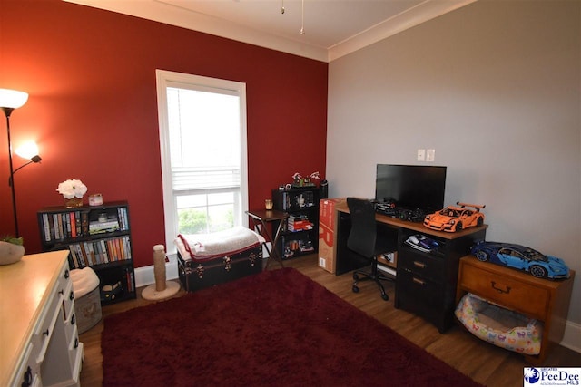 3804 Beckford St, Florence, SC 29501 - home office with wood finished floors and crown molding