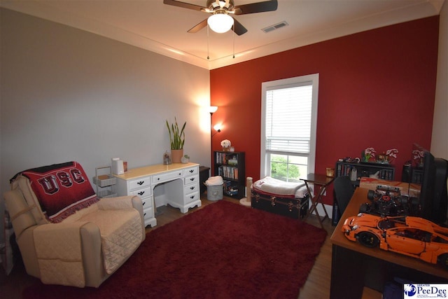 3804 Beckford St, Florence, SC 29501 - home office featuring wood finished floors and ceiling fan