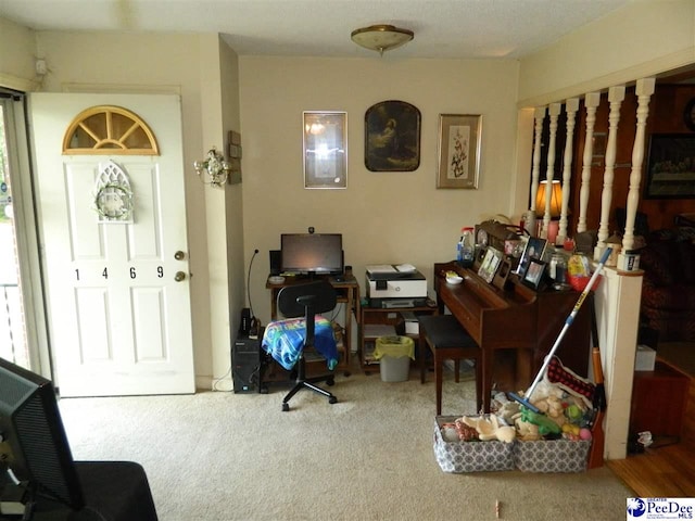 view of carpeted office space