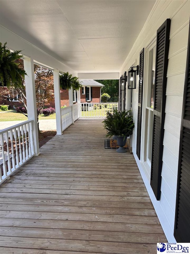 wooden terrace featuring a porch