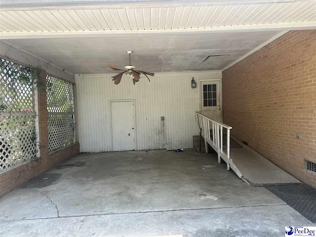 view of patio featuring ceiling fan and entry steps