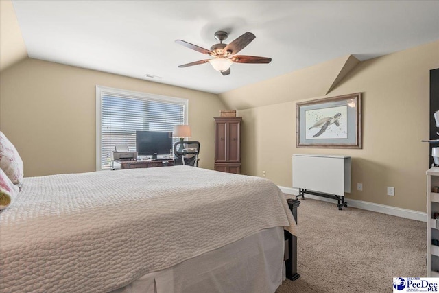 3111 Cheshire Ln, Florence, SC 29501 - carpeted bedroom with lofted ceiling, baseboards, and a ceiling fan