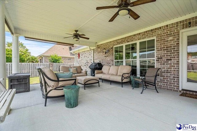 3111 Cheshire Ln, Florence, SC 29501 - view of patio with ceiling fan and an outdoor hangout area