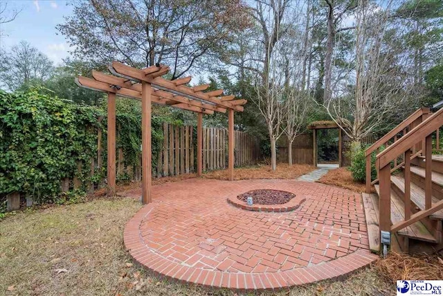 view of patio / terrace featuring a pergola