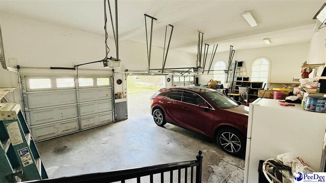 garage with a garage door opener