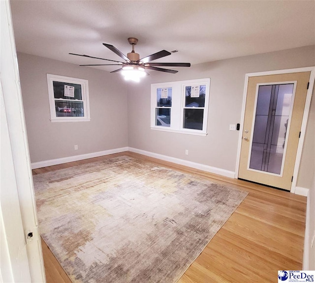 139 Wingate Ave, Florence, SC 29506 - spare room with light wood-style floors, ceiling fan, and baseboards