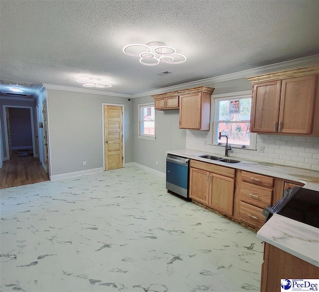 139 Wingate Ave, Florence, SC 29506 - kitchen featuring ornamental molding, dishwasher, and a sink