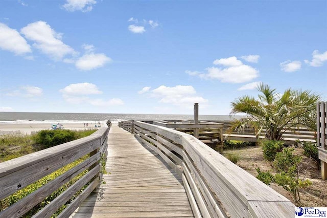 view of property's community featuring a water view and a view of the beach