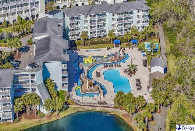 bird's eye view featuring a water view