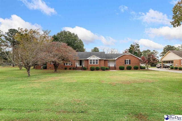 ranch-style home with a front yard