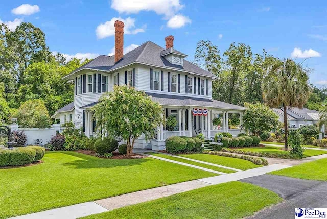 view of front of property with a front lawn