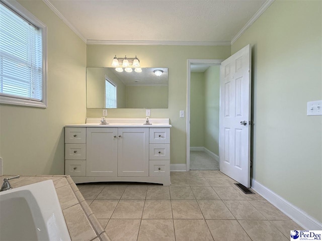 148 High Hill Rd, Lake View, SC 29563 - full bath with vanity, tile patterned flooring, crown molding, and a bathtub