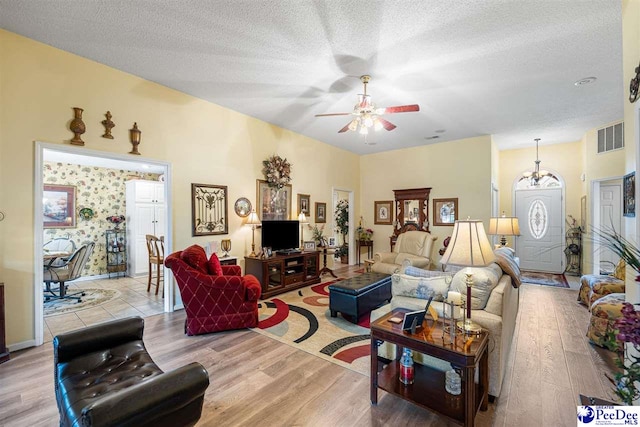 2203 Hibernian Dr, Florence, SC 29505 - living area with ceiling fan, wood finished floors, and a textured ceiling