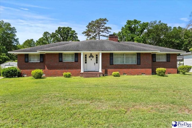 2338 W Mccown Dr, Florence, SC 29501 - ranch-style home with brick siding, a front lawn, and crawl space