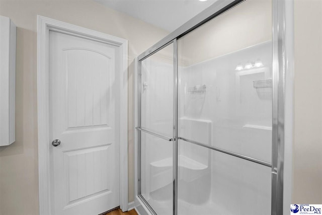 bathroom featuring a shower stall