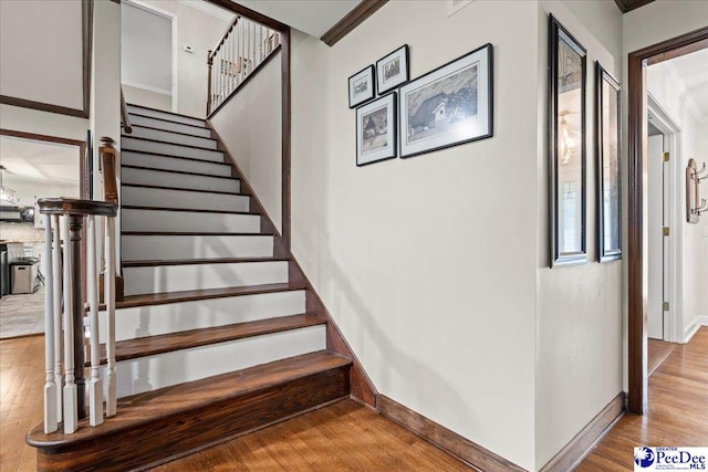 3844 W Lake Dr, Florence, SC 29501 - staircase with wood finished floors