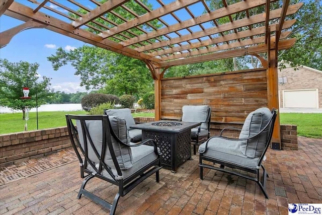 3844 W Lake Dr, Florence, SC 29501 - view of patio / terrace featuring an outdoor fire pit and a water view