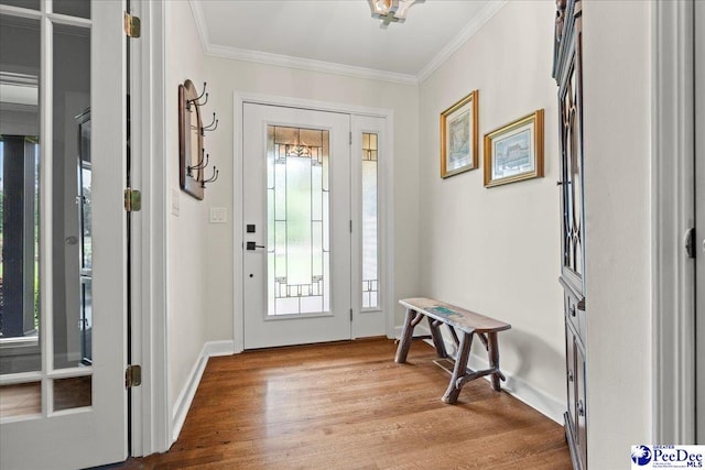 3844 W Lake Dr, Florence, SC 29501 - foyer entrance featuring crown molding, wood finished floors, and healthy amount of natural light