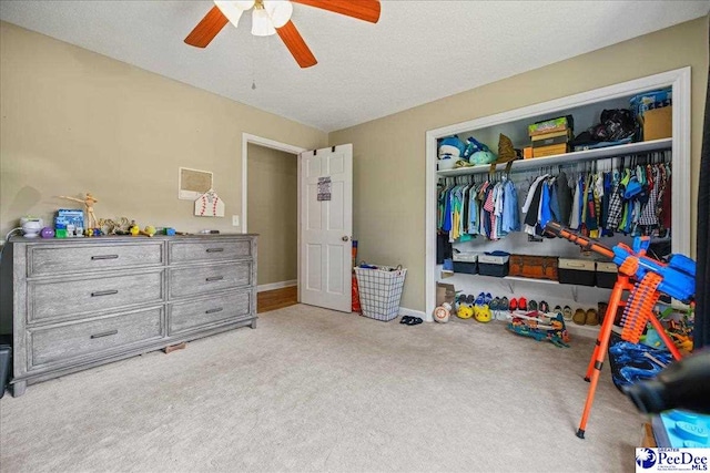 133 Peacock Row, Lamar, SC 29069 - bedroom with carpet flooring, a closet, and ceiling fan