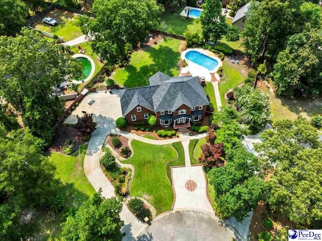 3402 Sussex Ct, Florence, SC 29501 - aerial view of property and surrounding area featuring a pool area