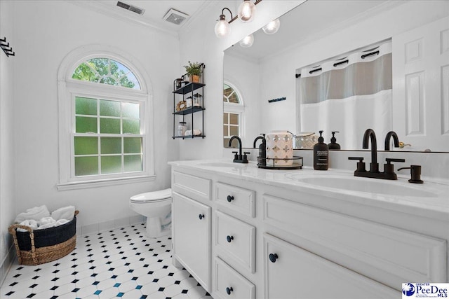 3402 Sussex Ct, Florence, SC 29501 - bathroom with crown molding and double vanity