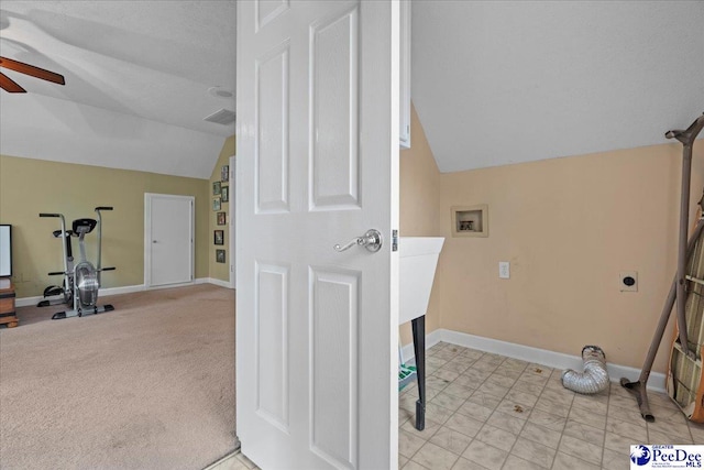 3402 Sussex Ct, Florence, SC 29501 - laundry area featuring ceiling fan, hookup for a washing machine, and hookup for an electric dryer