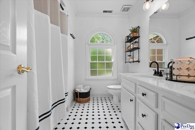 3402 Sussex Ct, Florence, SC 29501 - bathroom with crown molding and double vanity