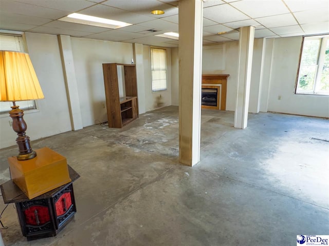 2305 Sandra Cir, Palmplico, SC 29583 - basement with a drop ceiling and a fireplace