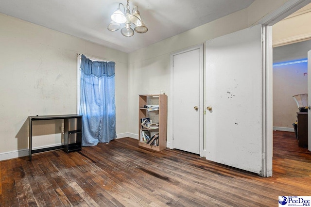 517 Alane St, Lake City, SC 29560 - interior space with hardwood / wood-style floors, a notable chandelier, and baseboards