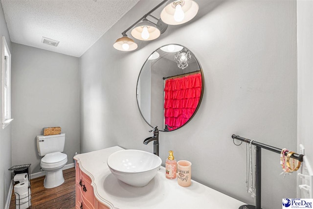 912 Ivanhoe Dr, Florence, SC 29505 - bathroom featuring wood finished floors, vanity, and a textured ceiling