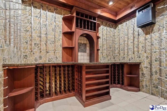 3406 Sussex Ct, Florence, SC 29501 - wine area featuring tile patterned flooring and wood ceiling