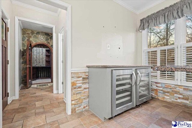 3406 Sussex Ct, Florence, SC 29501 - interior space with wine cooler and crown molding